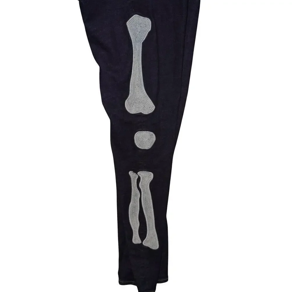 MNML Skeleton Bone Patch Jeans Men’s Size 38 – Dark Wash Denim
